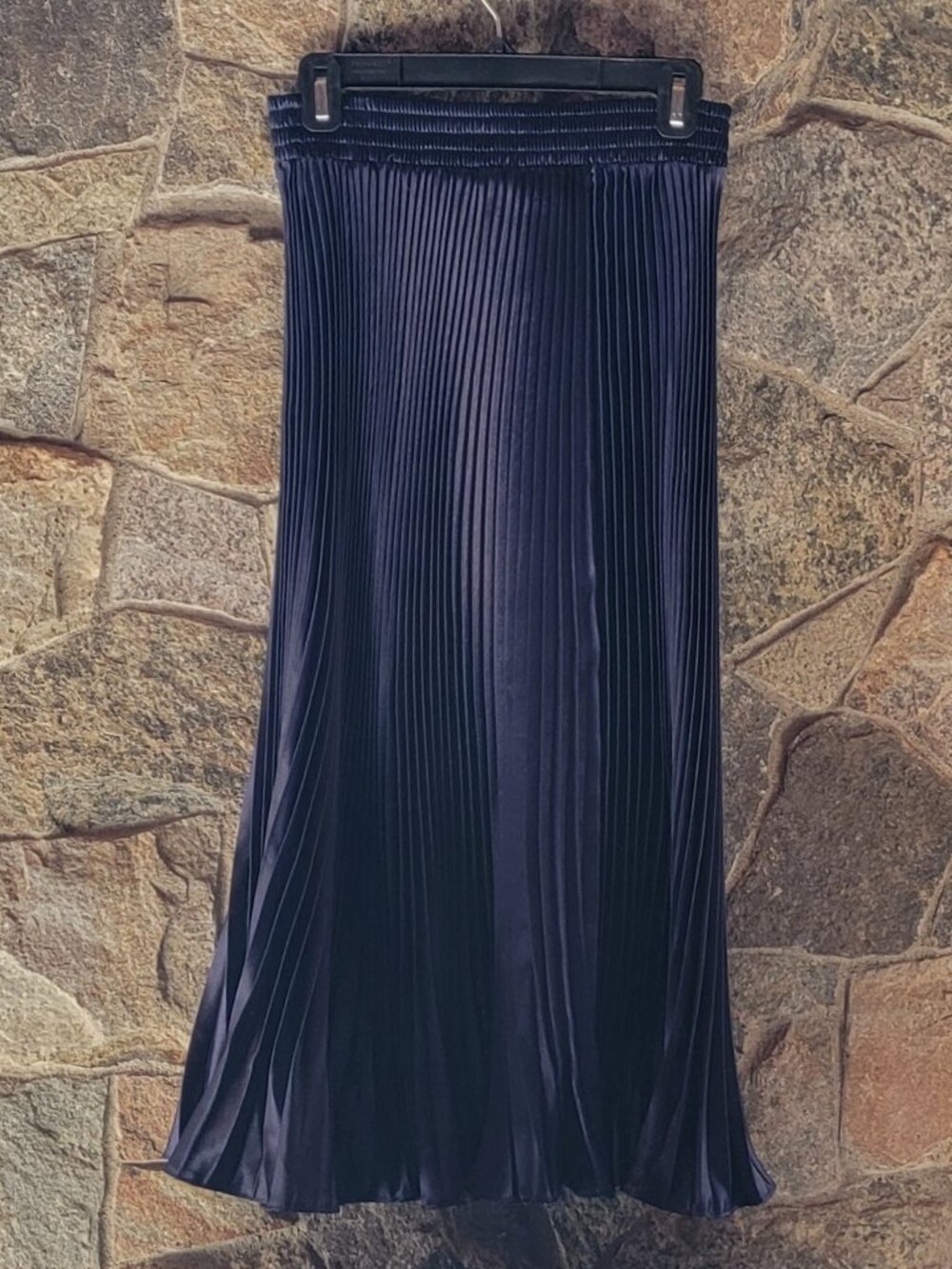 Classic Sateen Midi Accordion Skirt (elastic waist sz 14-18)